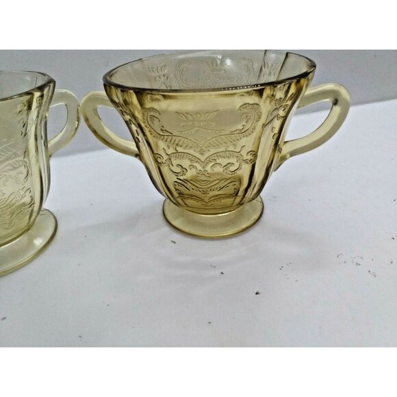 Federal Glass Co. Depression Yellow Glass Creamer & Sugar Bowl 1932-1939 - Picture 3 of 11